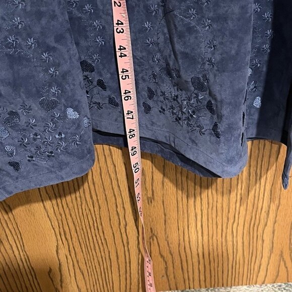 VTG‎ Mary McFadden Collection L Maxi Dress Embroidered Suede Velvet Look Jumper - Picture 16 of 16